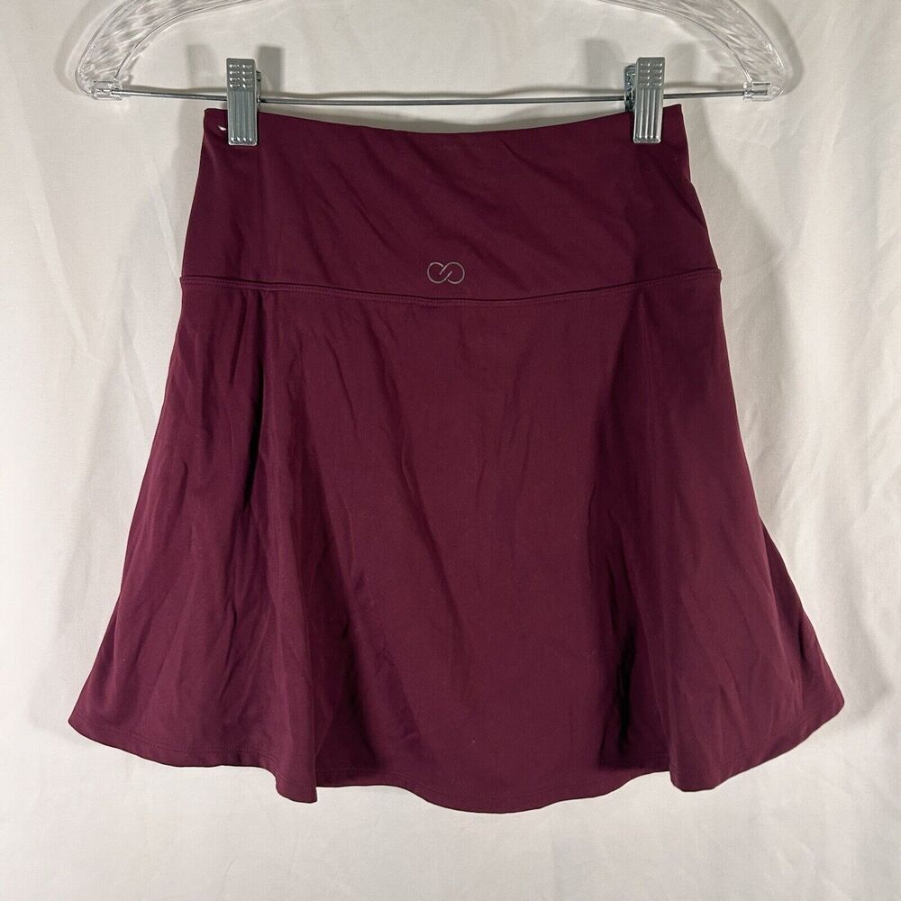 Calia Mini Skirt Women's XS Burgundy Pull On Lined Elastic Side Zip Pockets - Picture 4 of 9